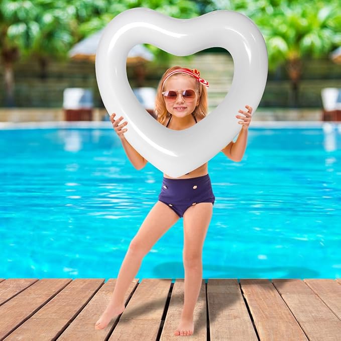 ZHUYNXIR Heart Swimming Pool Float Loungers Tube, Water Fun Beach Party Toys for Kids，Birthday Scene Layout Props.