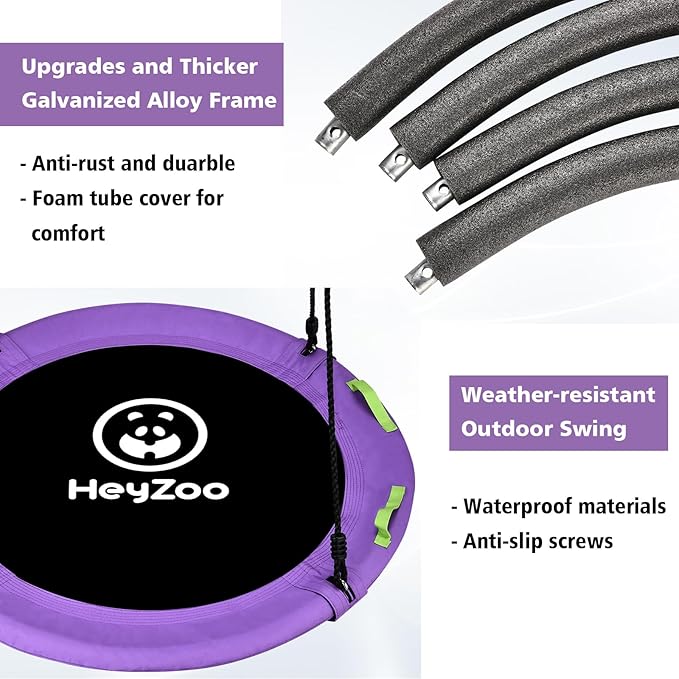 Tree Swing, Saucer Swing 40 Inch for Kids, 900lbs Weight Capacity, with Adjustable Hanging Straps, for Backyard and Outdoor Playground, Purple