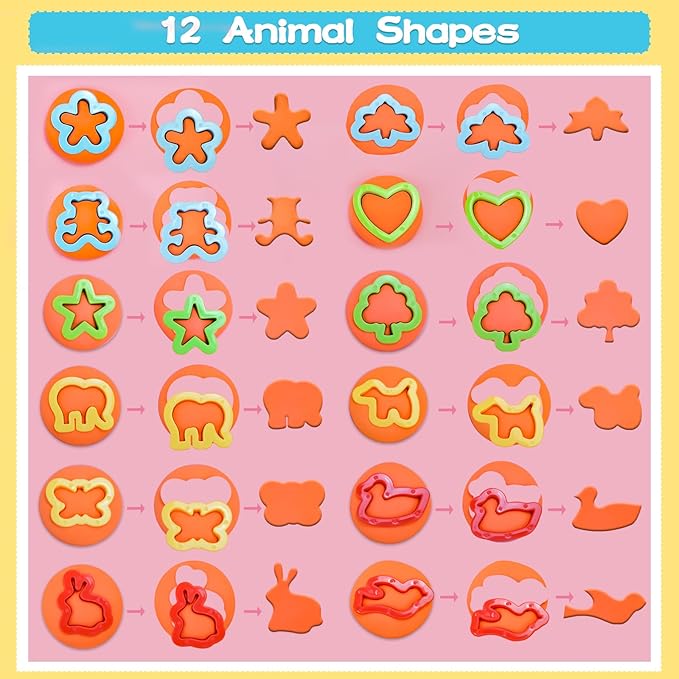 Playdough Tool Set, 22 Pcs Play Dough Tools Sets for Kids Ages 4-8, Playdough Accessories Includes Cutters Roller, Rolling Pins, Safety Scissors, Plastic Knife, Animal Shapes Cutters