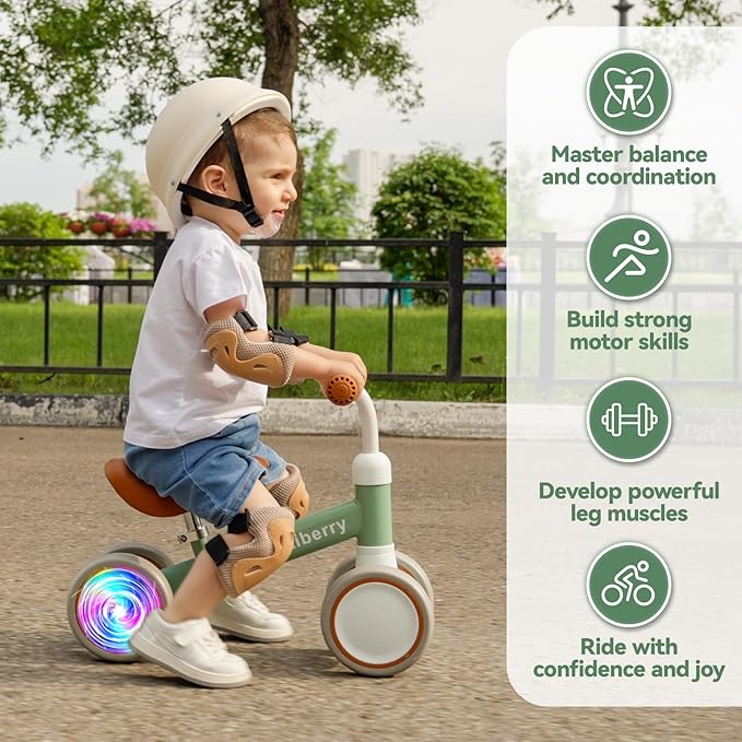 Liberry Light-Up Baby Balance Bike with Adjustable Seat, Toddler First Ride-On Toy for 1-2 Year Old, Boys Girls Christmas & Birthday Gift