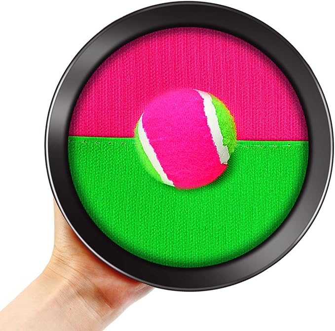 Aneco Toss and Catch Paddle Game Set Sticky Ball Catch Game Toys with 4 Paddles, 4 Balls, Storage Bag Disc Paddles and Toss Ball Sport Games for Family Outdoor Play School Beach Toys Birthday Gifts