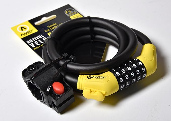 Bicycle Motorcycle Coiled Cable Lock Anti Theft (Coile Cable Combi)