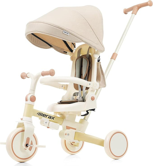 7 in 1 Baby Tricycle Stroller for Toddlers Ages 1Y-6Y Adjustable Push Handle Rotatable Seat Retractable Canopy