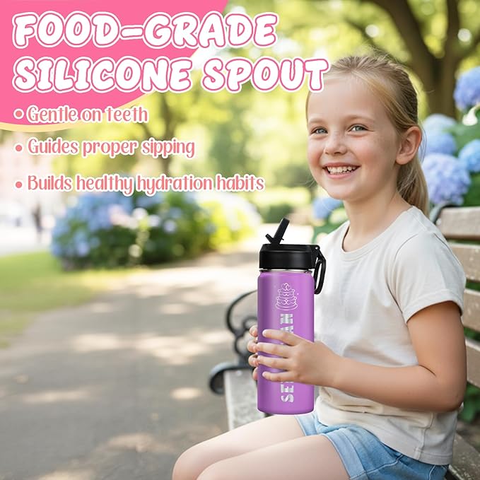 Ships from USA,Personalized Custom Kids Water Bottle Engraved With Name Logo,Custom Insulated Stainless Steel Sports Water Bottle with Straw Lid,Personalized Christmas Gifts for Boys Girls