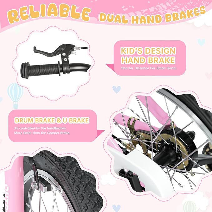 Outroad Kids Bike for Boys Girls Age 3-9 Years Old, 14 16 18 Inch Kid's Bike with Training Wheels, Children Bicycles for Toddler, Blue and Red