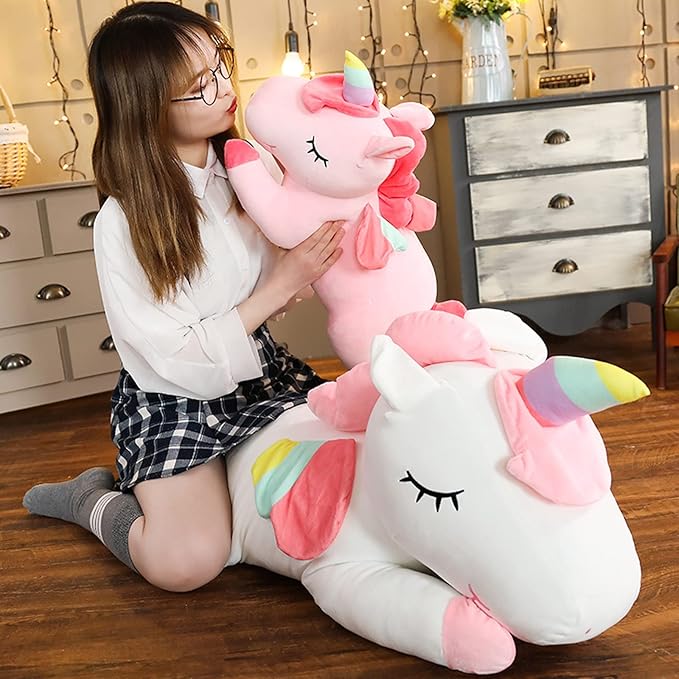 Unicorn Stuffed Animal, Soft Unicorn Plush Hugging Pillow Toy Gifts for Kids (Pink, 15.7 in)