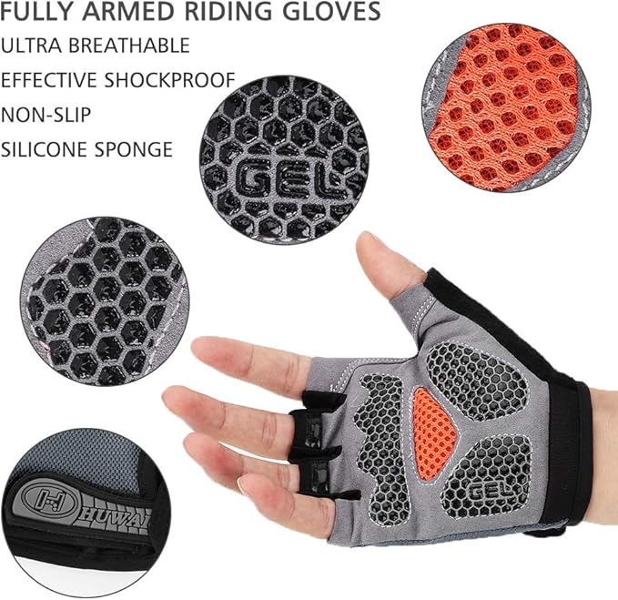 Accmor Cycling Gloves for Men Women, Bike Gloves Half Finger Road Bike MTB Gloves, Anti-Slip Shock-Absorbing Glove for Fitness Cycling Outdoor Sports