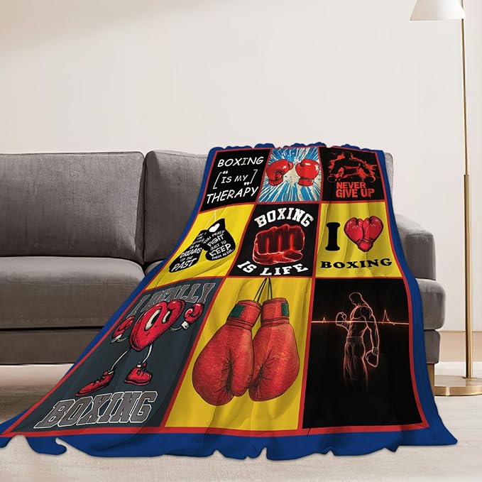 Boxing Blanket Boxing Gloves Sports Lover Throw Blankets Gifts for Girls Boys Kids Soft Cozy Fleece Plush for Couch Sofa Bed 60"x50"