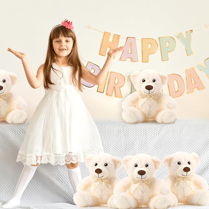 Skylety 10 Pcs Bears Bulk Stuffed Animal Plush Toys 10-14 Inches Birthday Party Favors(Beige)