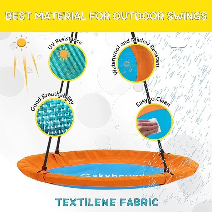 SkyBound Tree Swing Saucer Swing - 600LB Weight Capacity - Outdoor Swing with Hanging Straps - Waterproof Tree Swings for Kids - Tire Swings for Trees - Durable Flying Swing Seat for Children
