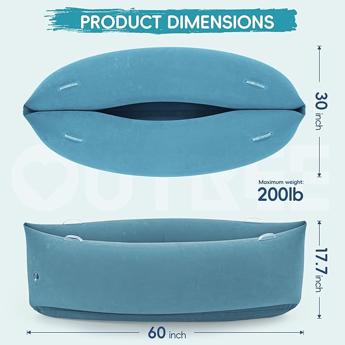 OUTREE Sensory Chair for Kids,60" Includes Electric Air Pump,Inflatable Sensory pod for Children,Sensory Toys for Kids with Autism,Sensory Peapod,Light Blue