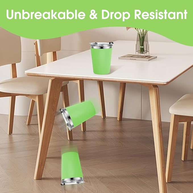 Stainless Steel Kids Cups with Lids and Straws Leakproof, 5 Pack 12oz Spill Proof Cup for Kids Unbreakable Sippy Cup with Straws for School, Outdoor