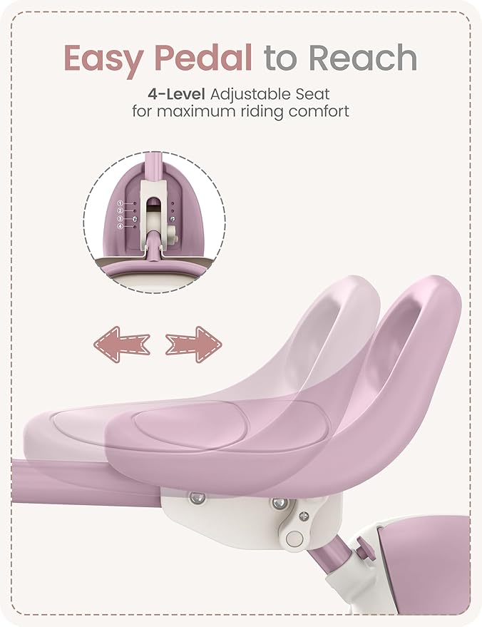 besrey Kids Tricycles Age 18 Month to 5 Years, Toddler Tricycle Kids Trikes Tricycle, Gift Toddler Tricycles for 2-5 Year Olds, Gift & Toys for Boy & Girl, Trikes for Toddlers, Light Purple