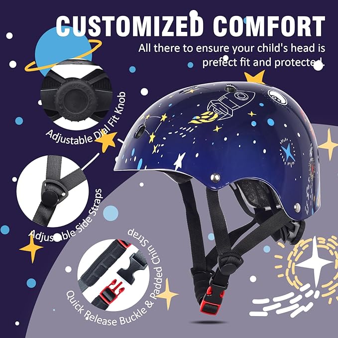 Kids Toddler Bike Helmet for Boys Girls, Adjustable Bicycle Helmet from Infant Baby to Children, Multi-Sport for Scooter Skateboard Roller/Inline Skate