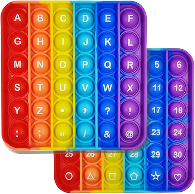 AK-SHIP 2 in 1 Fidget Toys, ABC Learning and Educational Toys, Poppers Fidget Toys,AK-SHIP Stress Relief, Autism Sensory Toys [26 Letters on One Side | Numbers 1-30 on The Other Side] (1 Pack)