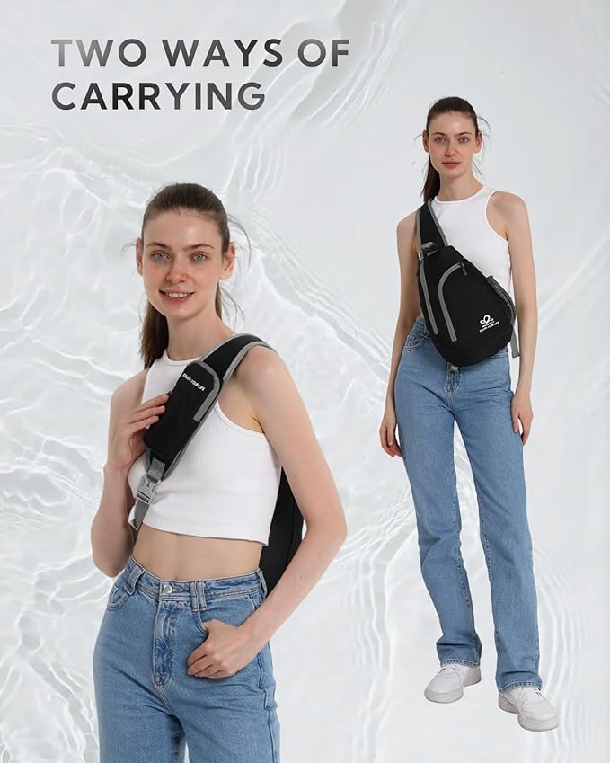 WATERFLY Crossbody Sling Bag Small Water Resistant Backpack Lightweight Shoulder Chest Daypack for Men Women Hiking Travel