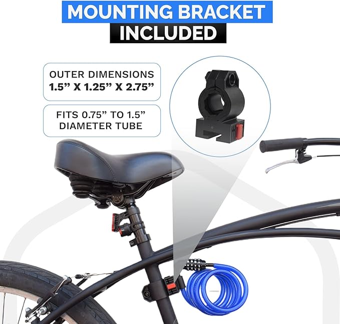DockLocks Security Cable Lock Set (4' or 6') Coiled, Keyless Resettable Combination, Mounting Bracket, Portable and Compact for Bikes, Scooters 4ft