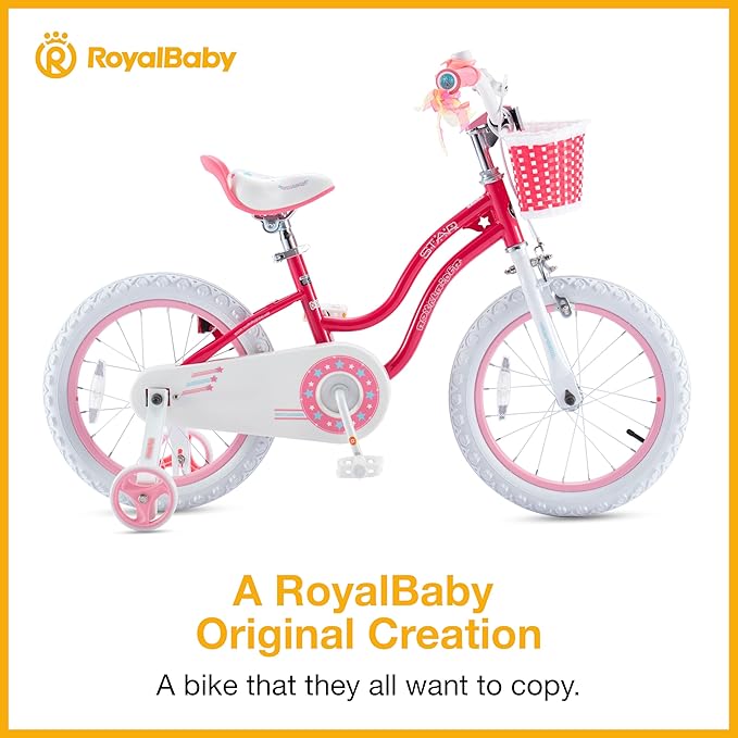 RoyalBaby Girls Bike Classic & EZ Kids Bike, Balance and Pedal Bicycle, 12 14 16 18 20 Inch Toddlers to Big Kids 3-10 Years