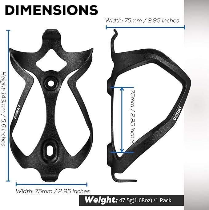 Bike Water Bottle Holder Bicycle Cage for Mountain Road MTB Gravel Adult Bikes Cycling Universal Carrier Rack 1 Pack Aluminum Alloy Ultralight Kettle Drink Accessories Black