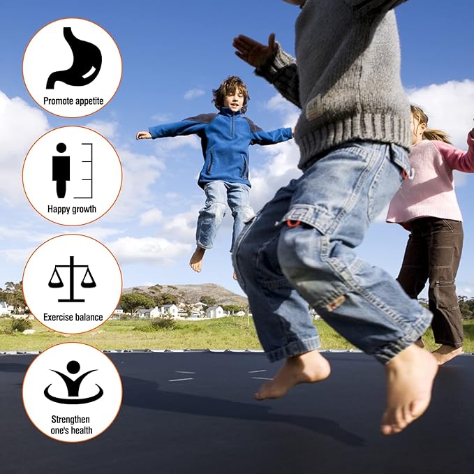 SKOK Trampoline 8FT 10FT 12FT 14FT 15FT Trampolines with Enclosure Net, 400LBS Outdoor Trampolines for Kids with Basketball Hoop-ASTM Approved Trampoline for Children and Adults with Ladder