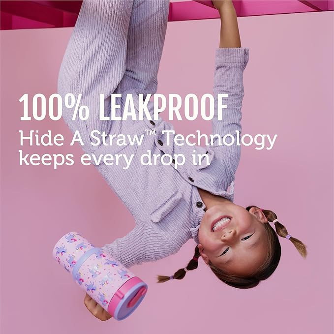 Ello Oasis 18oz Kids Tumbler with Handle & Retracting Straw, 100% Leakproof Reusable Insulated Stainless Steel Cup, Keeps cold for 18 Hours, Cup Holder Friendly, Lavendar Fields