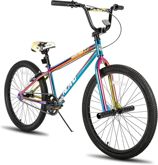 Hiland 24 26 inch BMX Bike for for Teen Bike and Adult Bikes, Beginner-Level BMX to Advanced Riders with 2 Pegs, Bicycles for Men and Women, Multiple Colors