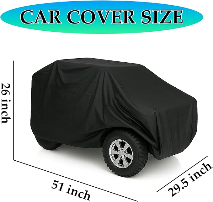 Waterproof Ride-On Toy Car Cover for Kids Electric Vehicles – Outdoor Black Dustproof & UV-Resistant for Ride-On Cars, 51x29.5x26in