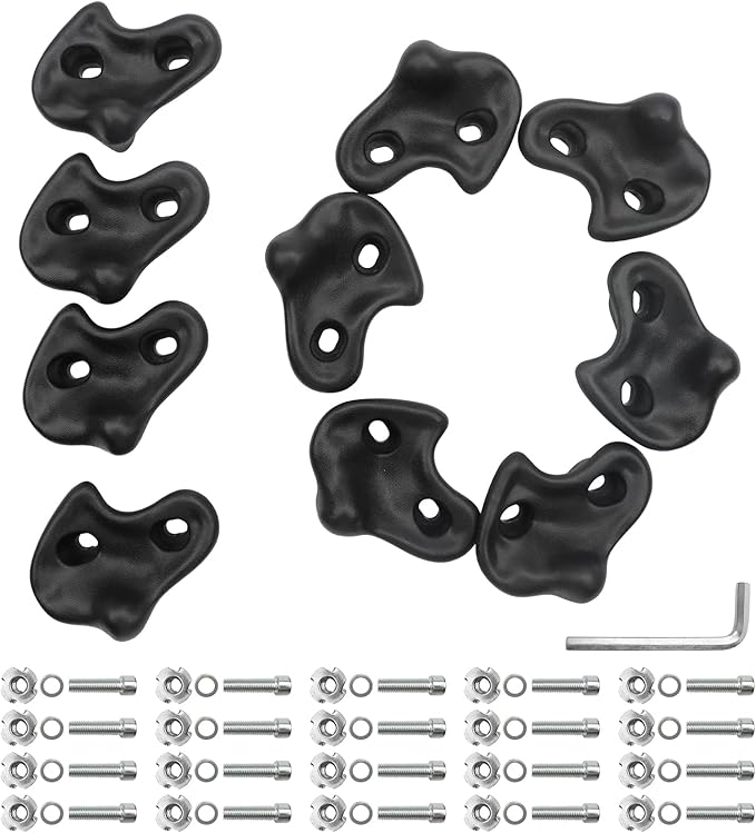 10PCS Rock Climbing Holds for Kids Climber,𝗘𝘅𝘁𝗿𝗮 𝗟𝗮𝗿𝗴𝗲 Adult Rock Climbing Stones,Indoor and Outdoor Rock Wall Climbing Kit with Mounting Hardware for Playground PlaySet Building