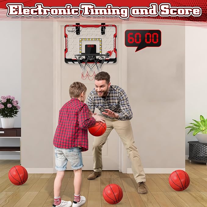 EagleStone Kids Indoor Basketball Hoop, 4 Balls Mini Basketball Toy for Toddlers