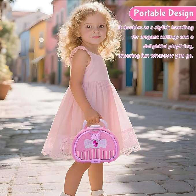 Kids Makeup Kit for Girl Real Washable Makeup Set with Mirror, Nail Polish Kit Pretend Beauty Gift for 3 4 5 6 7 8 Year Old Girls