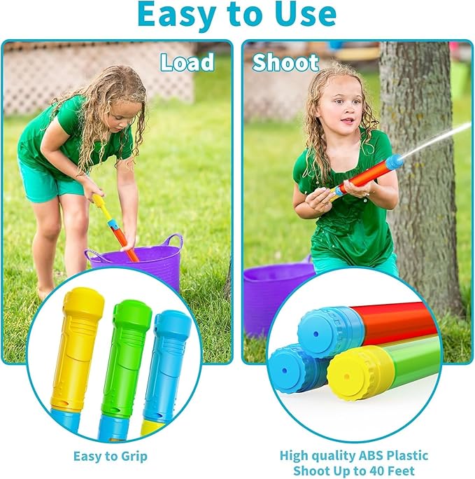 Water Blaster Toy - 16.5'' Bulk Squirt Gun Pool Toys for Kids & Adults, 6 PCS Water Soaker Guns for Outdoor Swimming Pool Beach Summer Party Games