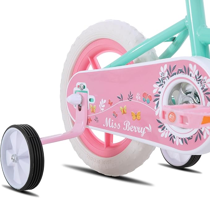 KEANO Voyager 10 12 Inch Kids Bike for Boys and Girls Ages 1-4 Years, Toddler Bike with Training Wheels & Basket, Detachable Parent Push Handle, Children Bicycle