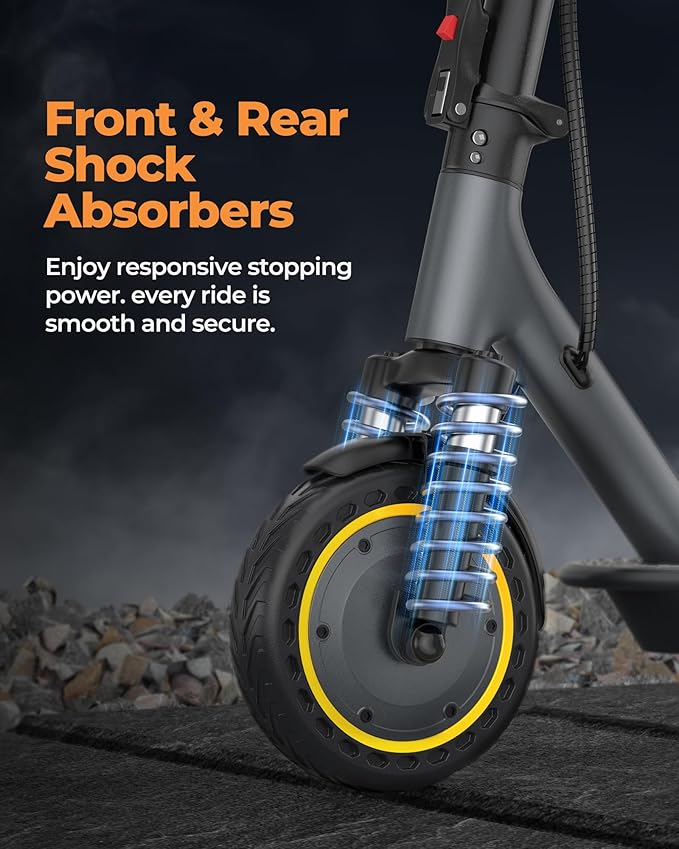 NAVIC Electric Scooter with Dual Suspension/Braking, 350W/500W Motor, 19/22 Mph, Max 22/27/49Mi Range, Foldable E Scooter for Adults with App