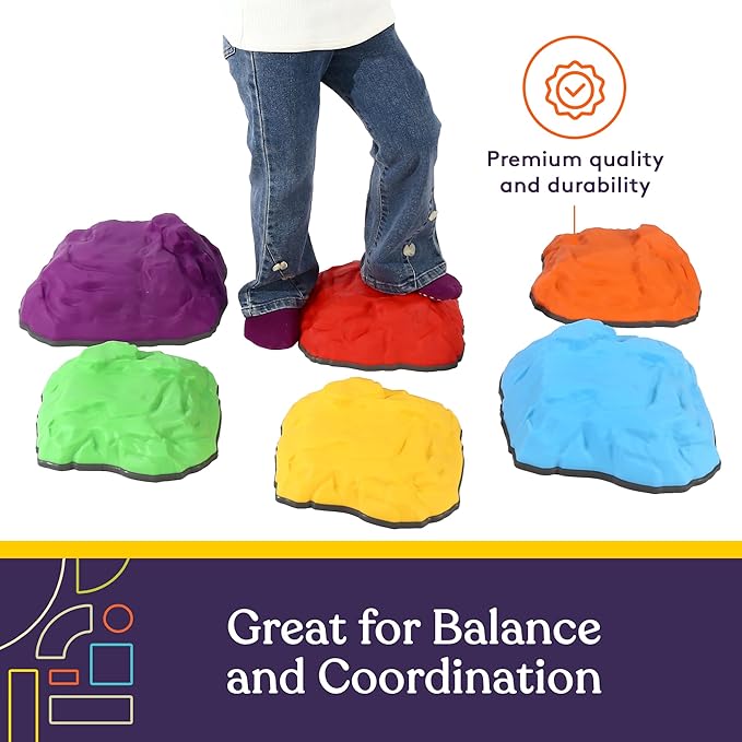 Special Supplies Mountain Shaped Stepping Stones for Kids Indoor and Outdoor Balance Blocks Promote Coordination, Balance, Strength Child Safe Rubber, Non-Slip Edging (Multi-Color, 6)