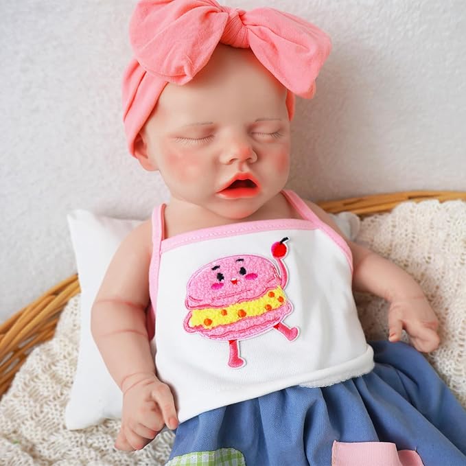 17.52 in Full Silicone Reborn Baby Dolls, 1:1 Lifelike Newborn Dolls Non Vinyl Realistic Reborn Toddler Dolls Boy Washable Sleeping Doll