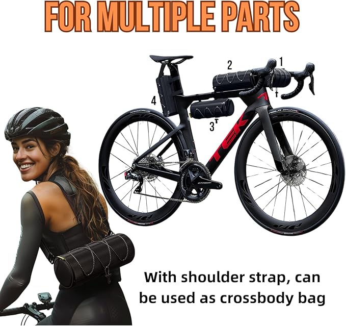 Bike Handlebar Bag,2.2L bike Front Bag with Shoulder Strap Bicycle Accessories Waterproof Handy Bicycle Barrel Bags Frame Storage Roll Bag for cycling Black