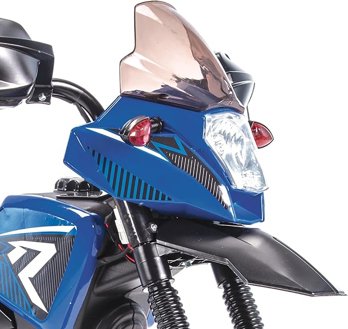 Huffy Ride On Motorcycle for Kids, Ideal for Ages 2-5 Years, 6V Rechargeable Battery, Training Wheels, Realistic Engine Sounds, Max Weight 65lbs, 2 MPH, Blue