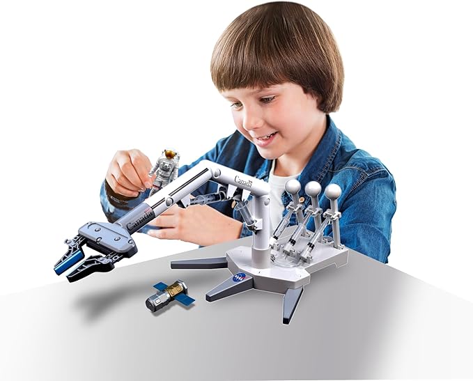 MUKIKIM NASA Future Explorers - Canadarm Robot Arm Mobility System. Build & Learn STEM Education & Interactive Space Exploration for Kids. with Hydraulic Power & 4 Axis of Movement!