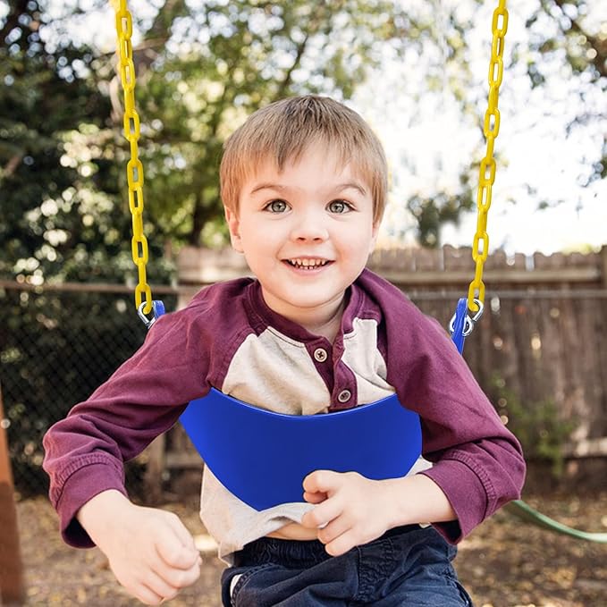RedSwing 2 Pcs Kids Belt Swing, EVA Swings Seat with 2 Heavy Duty Metal Chains, Playground Tree Swing Set Accessories, Safe and Durable, for Outdoor Backyard and Playground Play, Blue