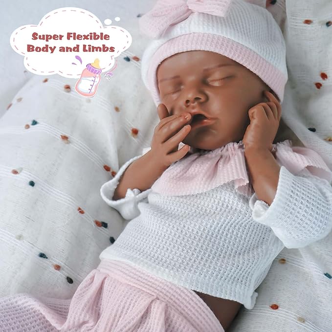 18.11 in Full Silicone Reborn Baby Dolls, 1:1 Lifelike Newborn Dolls Non Vinyl Realistic Reborn Toddler Dolls Boy Washable Sleeping Doll