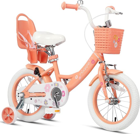 Glerc Maggie Girls Bike, 12-20 Inch Kids Bike for 2-13 Years Old Children, Princess Style Kids Bicycle with Doll-Seat & Basket & Training Wheels, Multiple Colors