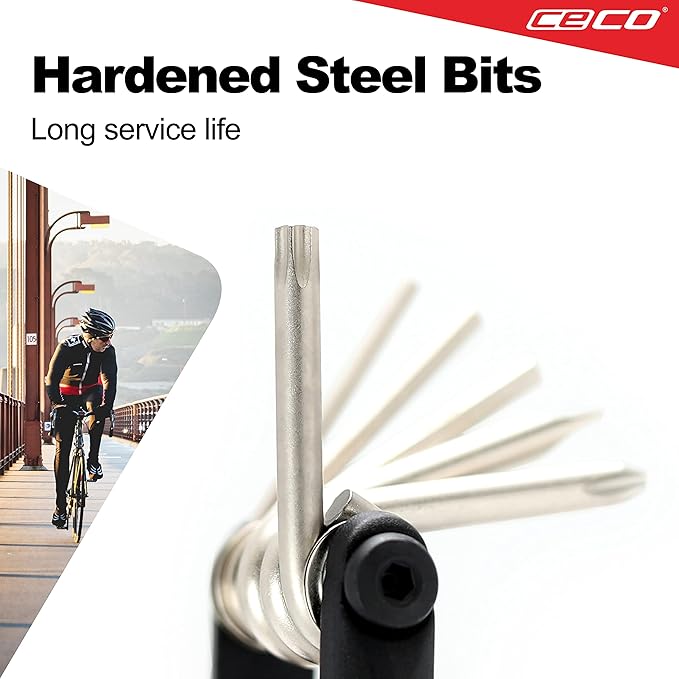 CECO-USA 10 Function Bike Tool – Bicycle Multi tool – Heavy Duty, Compact Pocket Sized, Lightweight – High Strength CR-V 6150 Tool Steel – Easy To Carry