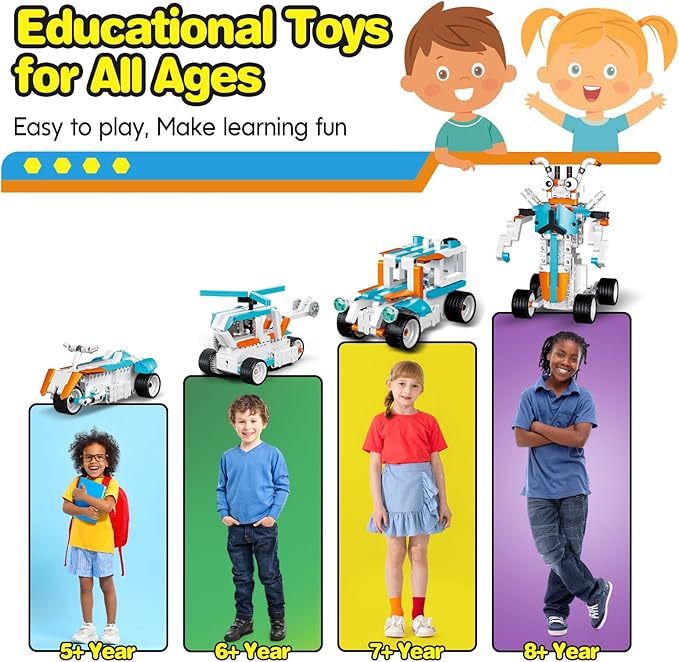 12in1 Technique Car Building Blocks Set, Remote & APP Control Robot/Car/Plane/Jeep/Motorcycle/Fighter, Stem Kits for Kids Age 8-10, Engineering Building Toys, Birthday Xmas Gifts for Boys Girls 8-12