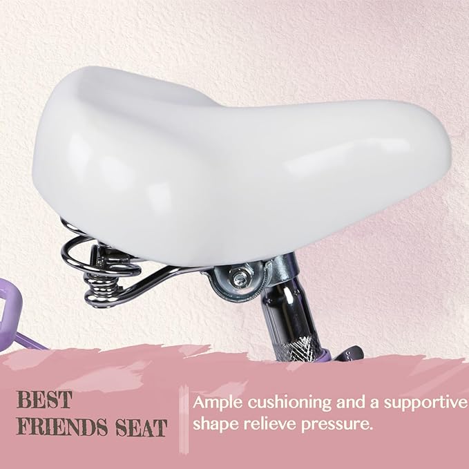 Glerc Sasha Girls Bike, 12-20 Inch Kids Bike for Children Ages 2-13 Years, Kids Bicycle with Doll-Seat & Basket & Training Wheels, Multiple Colors