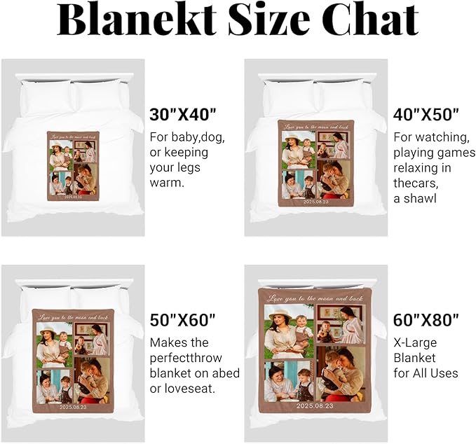 Custom Blanket with Photos, Personalized Blankets with Picture, I Love You Girlfriend Boyfriend Couples Gifts, for Birthday Christmas Women Men Adult Kids Mom Dad Wife Husband