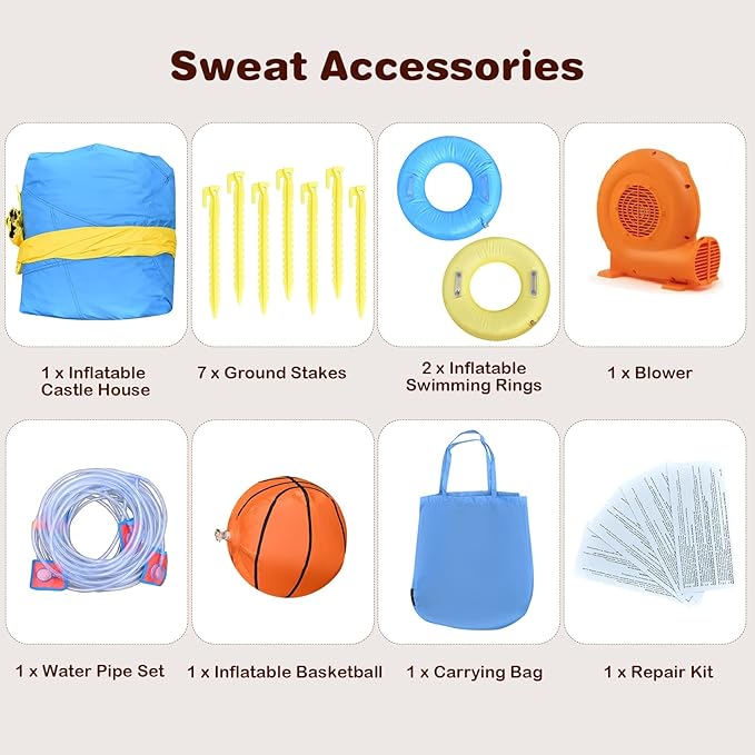 BOUNTECH Inflatable Water Slide, Dual Surfing Slides Kids Water Park Jump Bouncy Castle w/Swimming Rings, GFCI Blower, Large Splash Pool, Backyard Outdoor Blow up Water Slides Inflatables for Big Kids