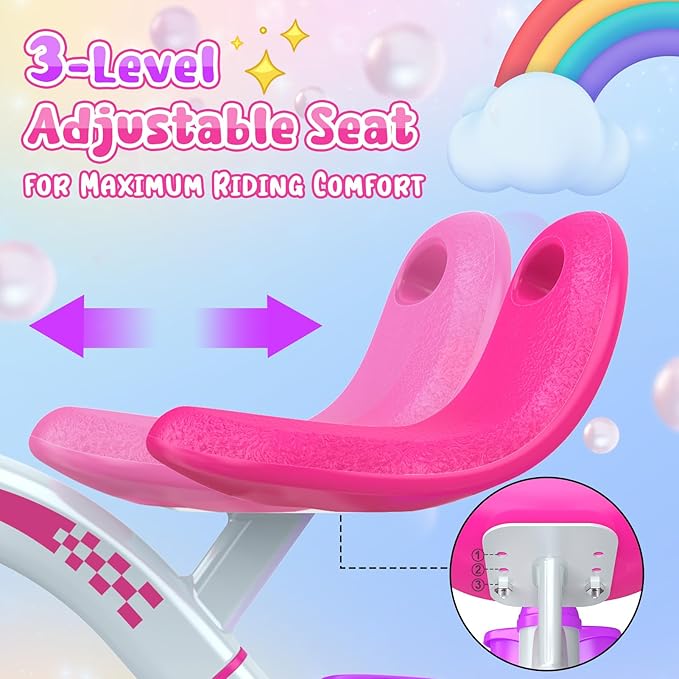 Toddler Tricycle for 1-3 3-4 Year Olds, Toddler Toys Baby Bike, Toys for Ages 2-4, 3-Level Adjustable Seat, 3 Colorful Lighting Wheels, 2 3 4 Year Old Girl Birthday Gifts