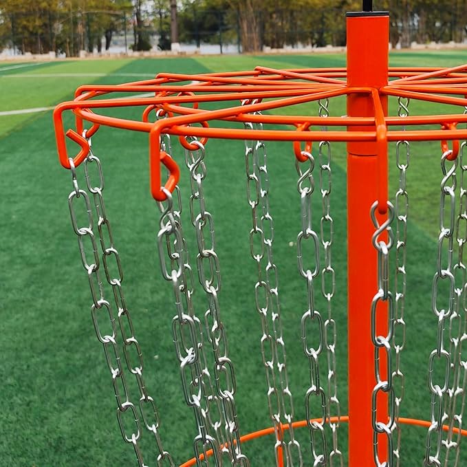 Disc Golf Basket - Portable Disc Golf Target with Heavy Duty 24-Chains Come with 6pcs Disc Golf Discs and Carry Bag, Ground Stake -Suitable for Players of All Levels - Multi Color Available