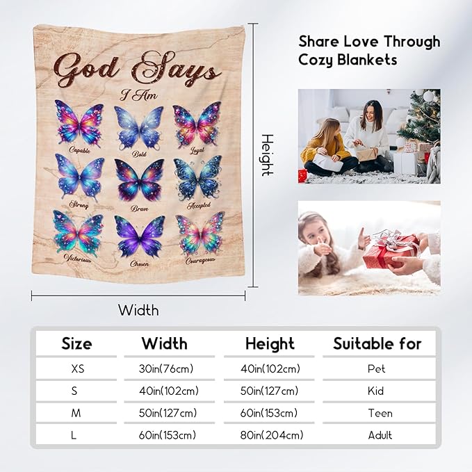 Butterfly Blanket Gifts - Soft Fleece Fuzzy Throw for Women & Girls, Kids - Inspirational Gifts, 50"x60"