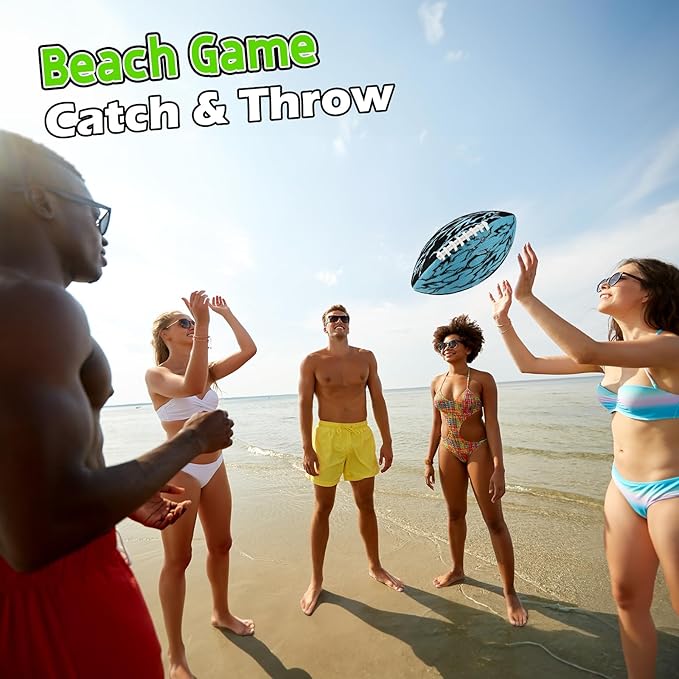 Pool Football & Water Football 2 Pack | 10.6in Oversized Beach Toys with Enhanced 3-Layer Grip | for Swimming Pool, Beach Games & Family Fun | Includes Pump, Net Bag & Gift Box (Kids Ages 8-12)